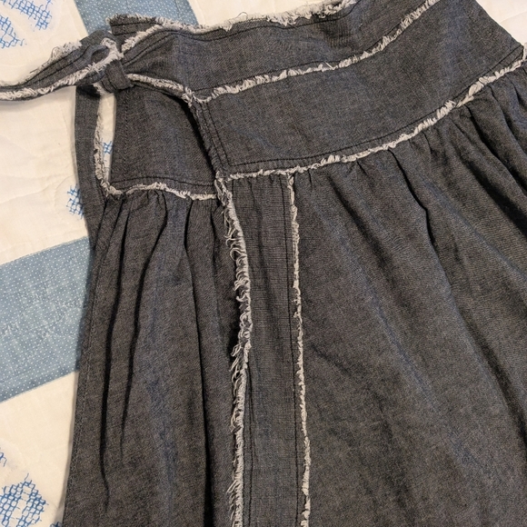 Funky Cool Y2K Denim Wrap Skirt Gray M S Fray Hem Midi A Line Circle Skirt Grey - Picture 2 of 10